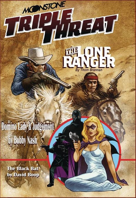 Cover Art for MOONSTONE TRIPLE LONE RANGER & DOMINO LADY PROSE SC