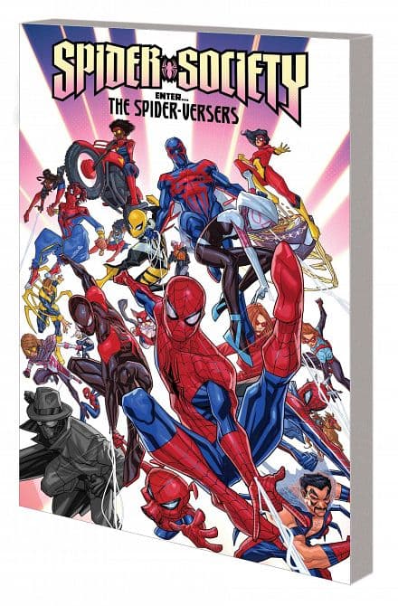 Cover Art for SPIDER-SOCIETY ENTER THE SPIDER-VERSERS TP