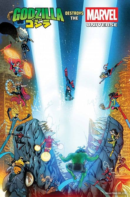 Cover Art for GODZILLA DESTROYS THE MARVEL UNIVERSE