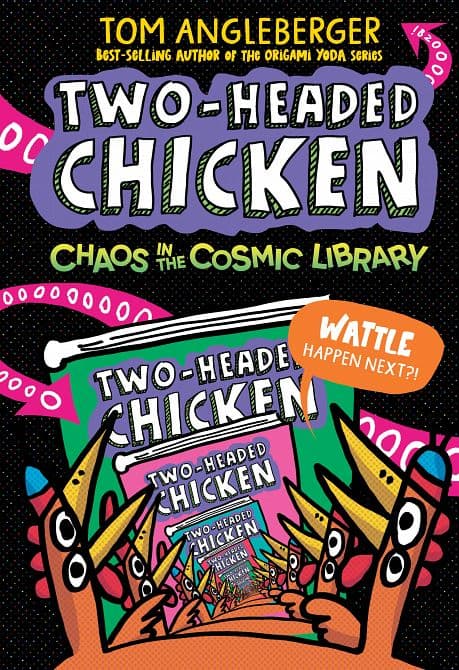 Cover Art for TWO-HEADED CHICKEN CHAOS IN THE COSMIC LIBRARY HC