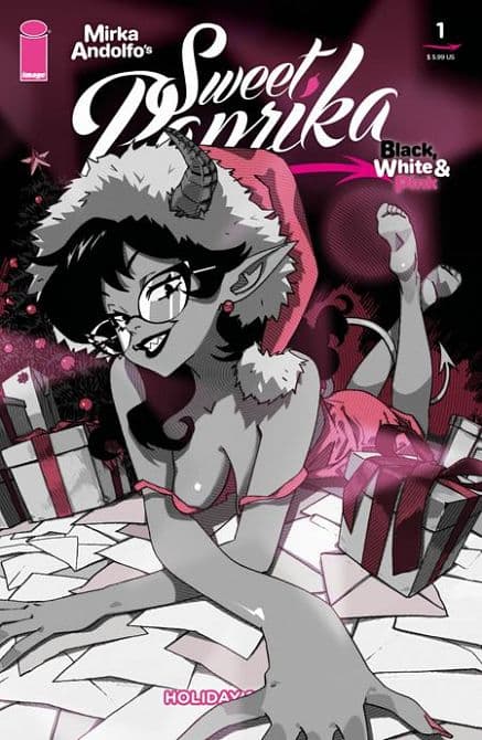 Cover Art for MIRKA ANDOLFOS SWEET PAPRIKA BLACK WHITE & PINK HOLIDAY SPECIAL ( ONE SHOT ) CVR C RACHTA LIN VARIANT