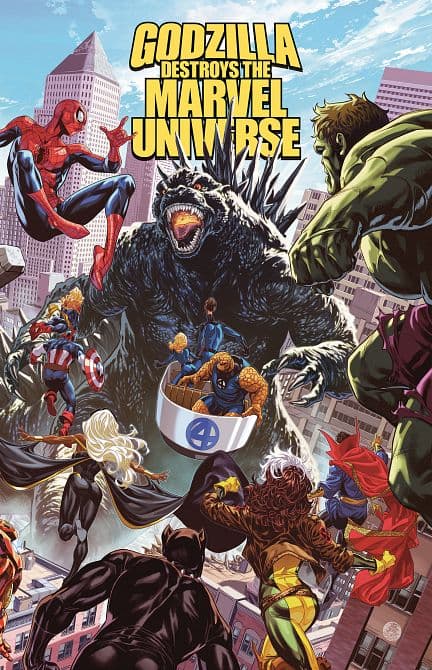 Cover Art for GODZILLA DESTROYS THE MARVEL UNIVERSE TP