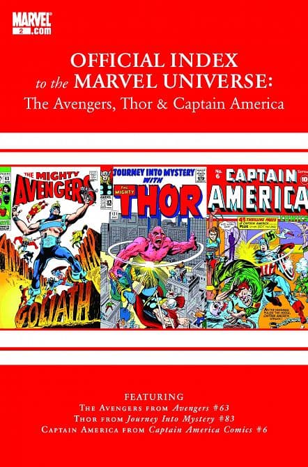 Cover Art for AVENGERS THOR CAPTAIN AMERICA OFFICIAL INDEX