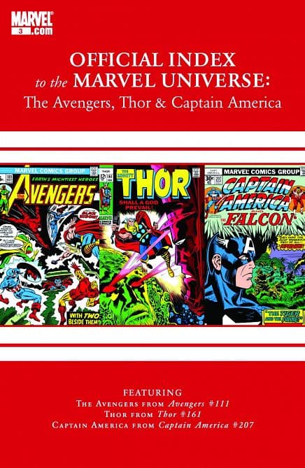 Cover Art for AVENGERS THOR CAPTAIN AMERICA OFFICIAL INDEX